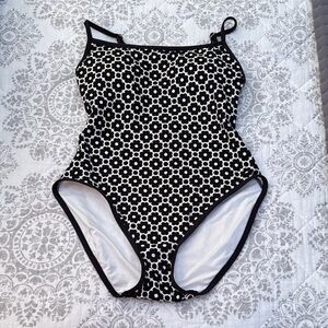 Kate Spade Black and White Floral One Piece Swimsuit